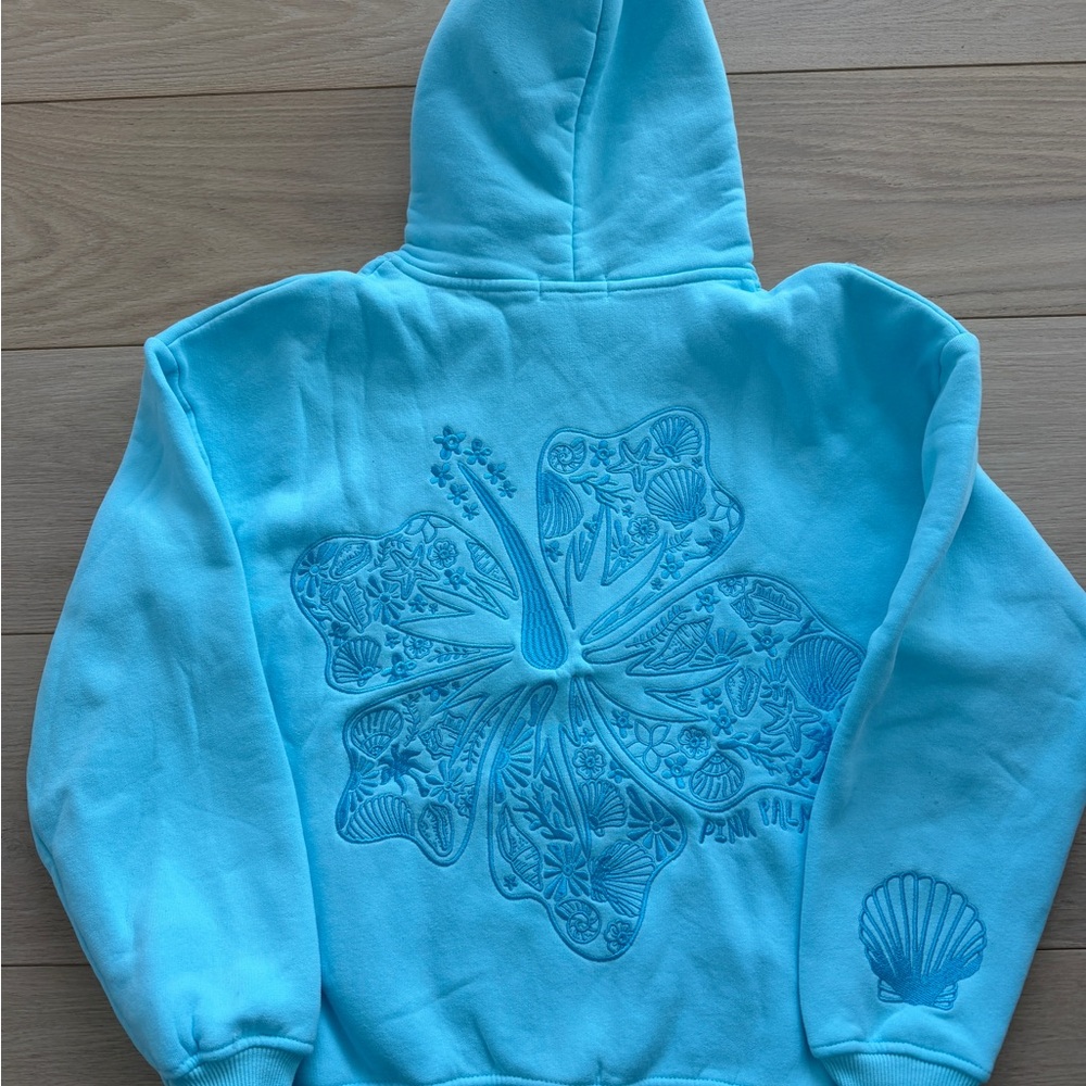 Hawaii Hibiscus Hoodie in Aquamarine